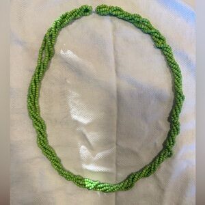 Green Glass Seed Beaded Necklace
